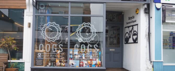 COGS Bicycle Workshop shopfront in Dorking