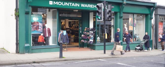 Mountain Warehouse storefront at 101-105 High Street, Dorking.