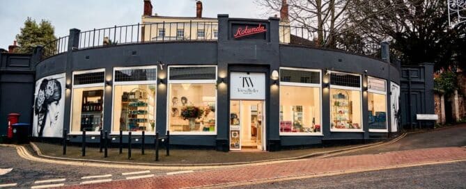 Independent shop fronts on Dorking High Street showing new businesses