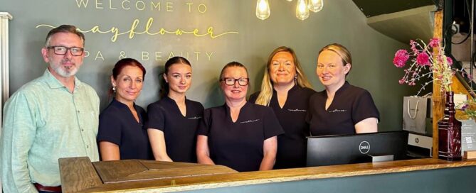 Mayflower Spa & Beauty owners Andy and Vicky receiving Boutique Salon of the Year award