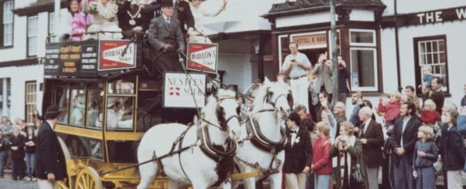 Restored horse drawn omnibus from 1897 used in Dorking Vintage Day