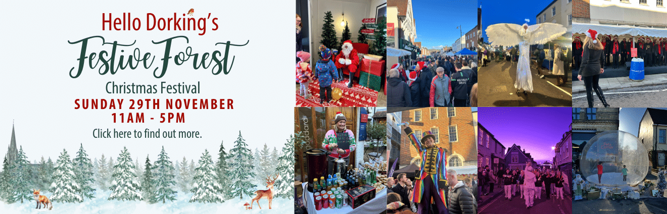 Dorking Christmas Festival 2026 in Surrey with Festive Forest theme and family entertainment