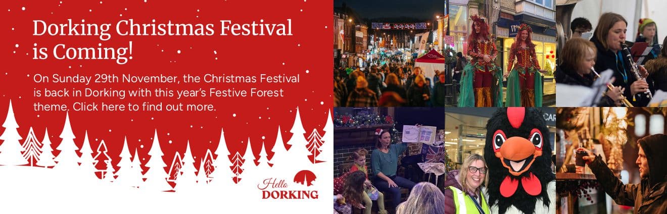 Dorking Christmas Festival 2026 in Surrey with Festive Forest theme and family entertainment
